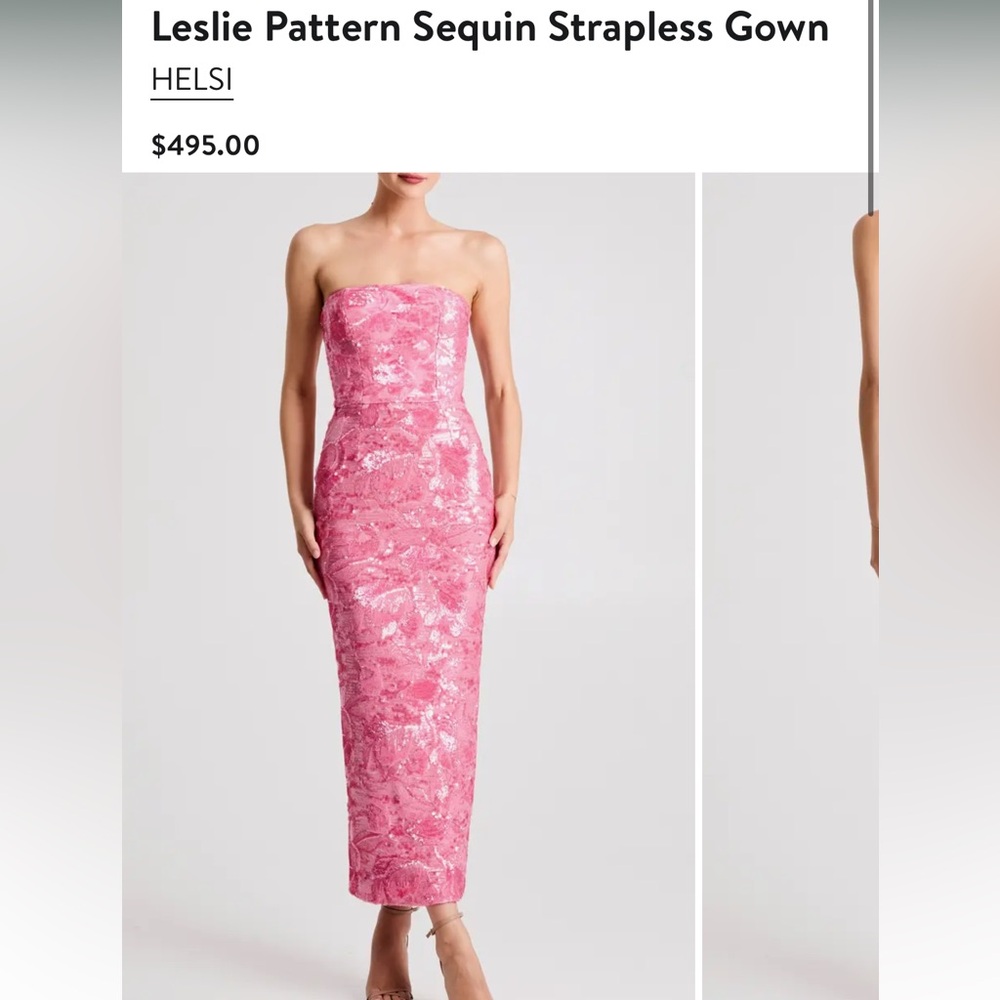Helsi Leslie Pattern Sequin Strapless Gown - Pink